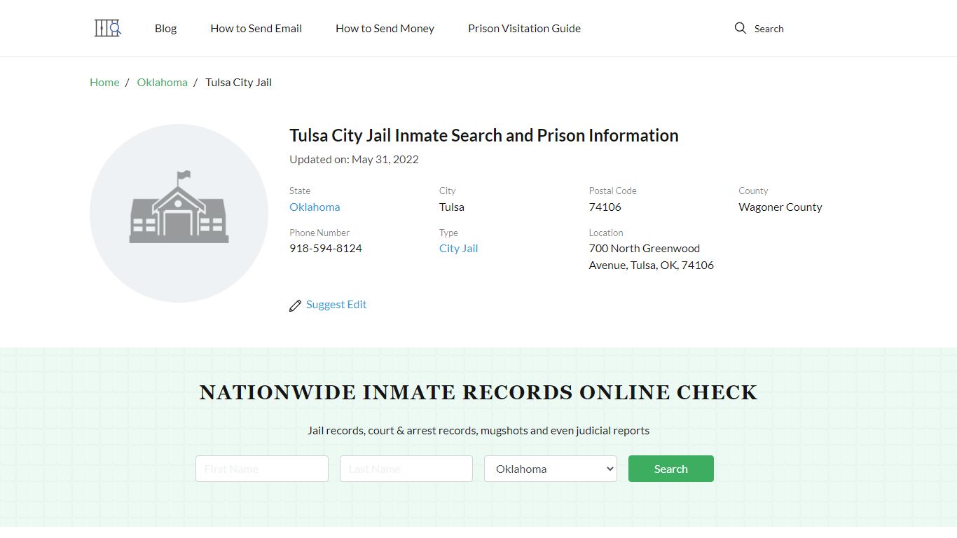 Tulsa City Jail Inmate Search, Visitation, Phone no ...